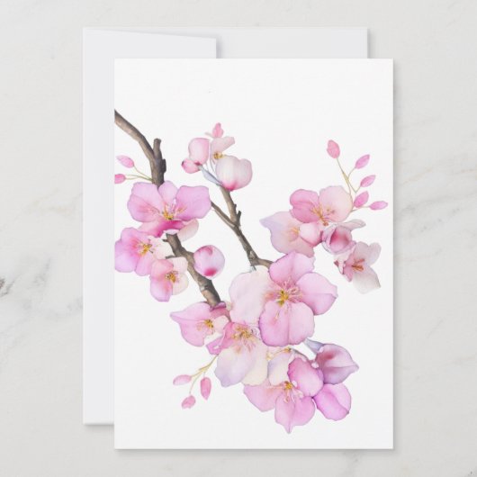 Mooie roze waterverf kersenbloesems bruiloft kaart (Achterkant)