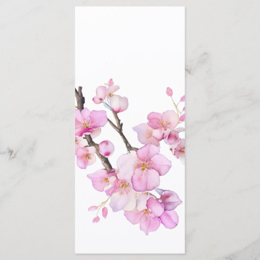 Mooie roze waterverf kersenbloesems bruiloft menu (Achterkant)