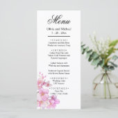 Mooie roze waterverf kersenbloesems bruiloft menu (Staand voorkant)