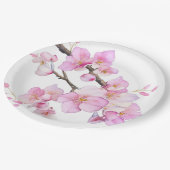 Mooie roze waterverf kersenbloesems papieren bordje (Gekanteld)