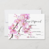 Mooie roze waterverf kersenbloesems RSVP kaartje (Voorkant)