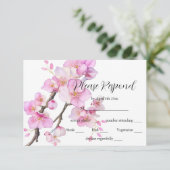 Mooie roze waterverf kersenbloesems RSVP kaartje (Staand voorkant)