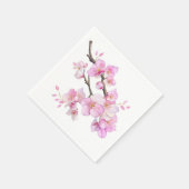 Mooie roze waterverf kersenbloesems servet (Hoek)