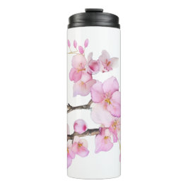 Mooie roze waterverf kersenbloesems thermosbeker