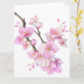 Mooie roze waterverf kersenSakura bloesems Kaart (Gele Bloem)