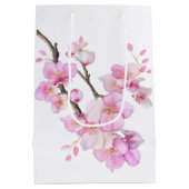 Mooie roze waterverf kersenSakura bloesems Medium Cadeauzakje (Achterkant)