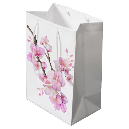 Mooie roze waterverf kersenSakura bloesems Medium Cadeauzakje (Achterkant Gekanteld)