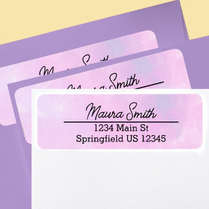 Mooie roze waterverf minimalistische retouradres etiket