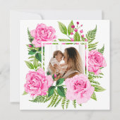 Mooie roze Waterverf Rozen Fotomoederdag Feestdagenkaart (Voorkant)