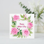 Mooie roze Waterverf Rozen Moederdag Feestdagenkaart (Staand voorkant)