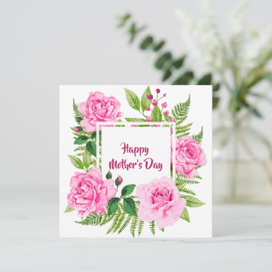 Mooie roze Waterverf Rozen Moederdag Feestdagenkaart