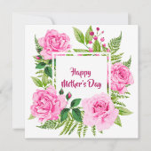 Mooie roze Waterverf Rozen Moederdag Feestdagenkaart (Voorkant)