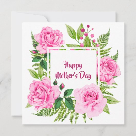 Mooie roze Waterverf Rozen Moederdag Feestdagenkaart (Voorkant)