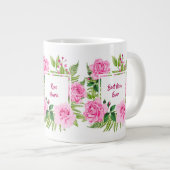 Mooie roze Waterverf Rozen Moederdag Grote Koffiekop (Voorkant rechts)