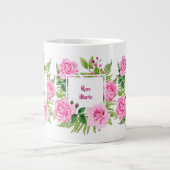 Mooie roze Waterverf Rozen Moederdag Grote Koffiekop (Voorkant)