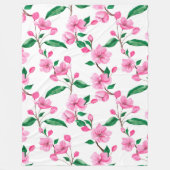 Mooie roze Waterverf van de bloesem van de Cherry  Fleece Deken (Voorkant)