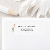 Mooie roze Waterverf Wildflower bruiloft label (Insitu)