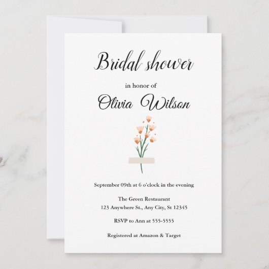 Mooie roze Waterverf Wildflower Vrijgezellenfeest Kaart (Voorkant)