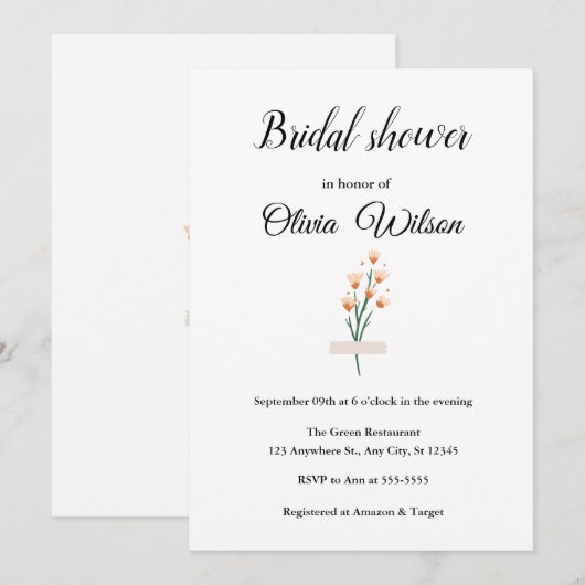 Mooie roze Waterverf Wildflower Vrijgezellenfeest Kaart (Voorkant / Achterkant)