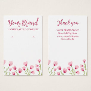 Mooie Roze Wilde Bloemen Sieraden Oorbellen Displa Visitekaartje