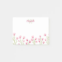 Mooie Roze Wilde Bloemen Vrouwelijk Monogram