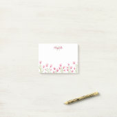 Mooie Roze Wilde Bloemen Vrouwelijk Monogram Post-it® Notes (Op bureau)