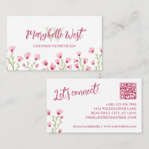 Mooie Roze Wilde Bloemen Vrouwelijk Monogram Visitekaartje
