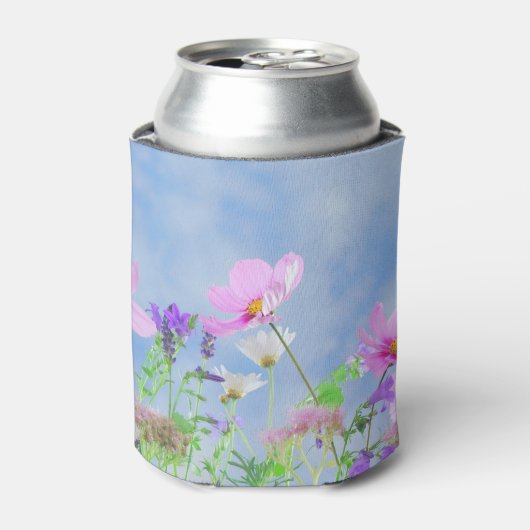 Mooie Roze Wilde Bloemenweide Blikjeskoeler (Blikje Voorkant)