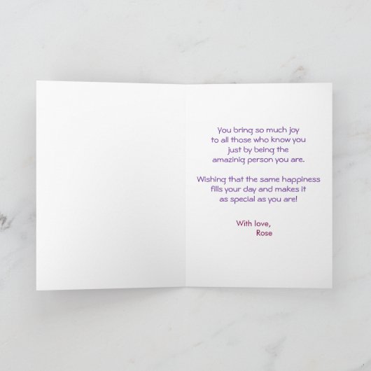 Mooie roze winter verjaardag Kaart (Binnen)