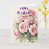 Mooie roze winter verjaardag Kaart (Gele Bloem)