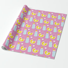 MOOIE ROZE WIT GELE BABY MEISJE ARTIKELEN CADEAUPAPIER