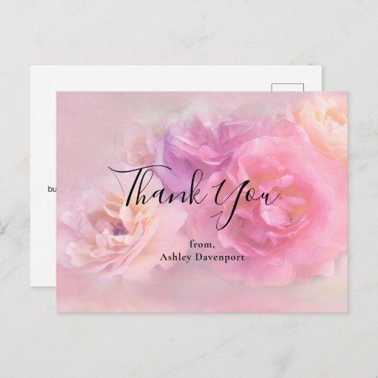 Mooie Roze & Witte Anjers Foto Bedankt Briefkaart (Voorkant / Achterkant)