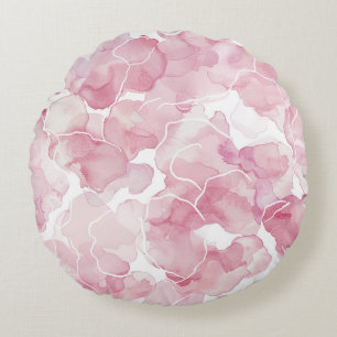 Mooie Roze Witte Bloem Rond Kussen