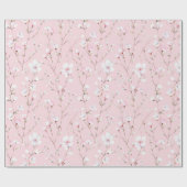 Mooie Roze Witte Bloemen Bruidsdouche Cadeaupapier (Vlak)