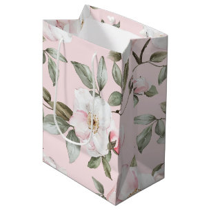 Mooie Roze Witte Bloemen Bruidsdouche Medium Cadeauzakje