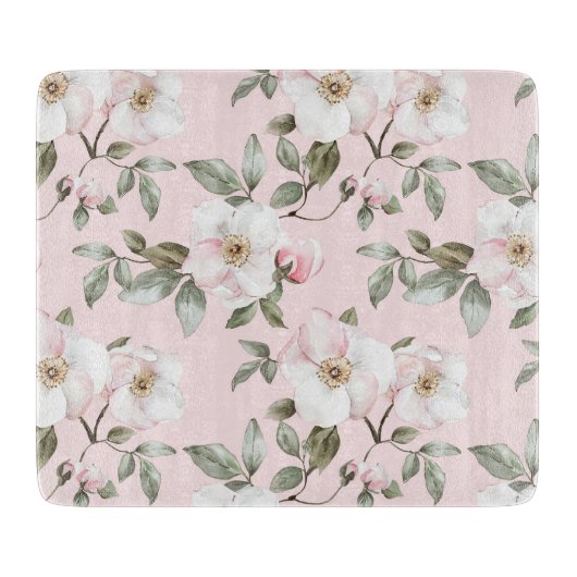 Mooie Roze Witte Bloemen Bruidsdouche Snijplank (Voorkant)