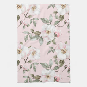 Mooie Roze Witte Bloemen Bruidsdouche Theedoek