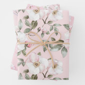 Mooie Roze Witte Bloemen Bruidsfeest Inpakpapier Vel (In situ)