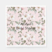 Mooie Roze Witte Bloemen Bruidsfeest Servet (Voorkant)