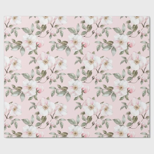 Mooie Roze Witte Bloemen Bruidsuitnodiging Cadeaupapier (Vlak)