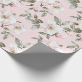 Mooie Roze Witte Bloemen Bruidsuitnodiging Cadeaupapier (Hoek)