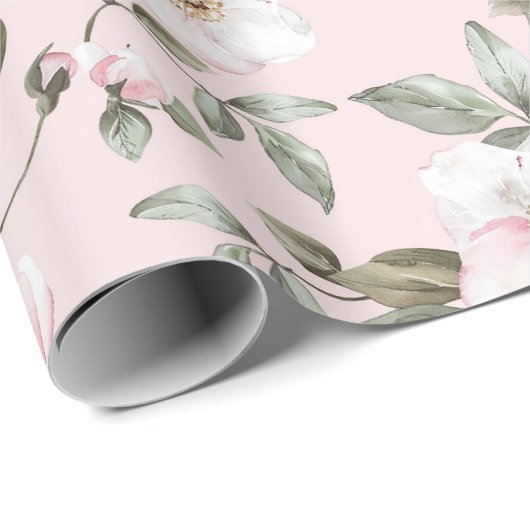 Mooie Roze Witte Bloemen Bruidsuitnodiging Cadeaupapier (Rol Hoek)