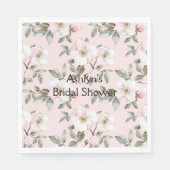 Mooie Roze Witte Bloemen Bruiloftsdouche Servet (Voorkant)