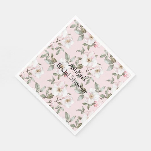 Mooie Roze Witte Bloemen Bruiloftsdouche Servet (Hoek)