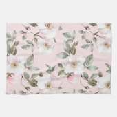 Mooie Roze Witte Bloemen Bruiloftsfeest Theedoek (Horizontaal)