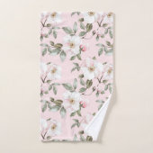 Mooie Roze Witte Bloemen Bruiloftsontbijt Bad Handdoek (Handdoek)