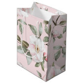 Mooie Roze Witte Bloemen Bruiloftsontbijt Medium Cadeauzakje (Voorkant Gekanteld)