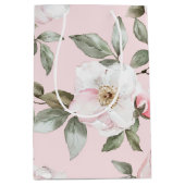 Mooie Roze Witte Bloemen Bruiloftsontbijt Medium Cadeauzakje (Voorkant)