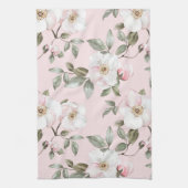 Mooie Roze Witte Bloemen Bruiloftsontbijt Theedoek (Verticaal)