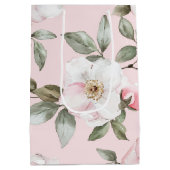 Mooie Roze Witte Bloemen Bruiloftsontvangst Medium Cadeauzakje (Achterkant)